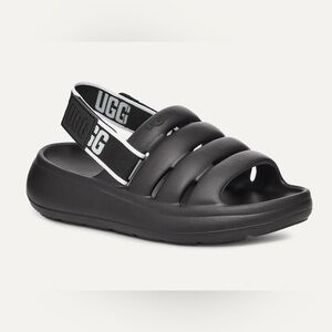 UGG Black Padded Strap Slingback Sandals